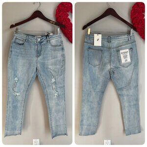 Evidnt Verona Womens Skinny Ankle Distressed Jeans Sz 29 Light Wash